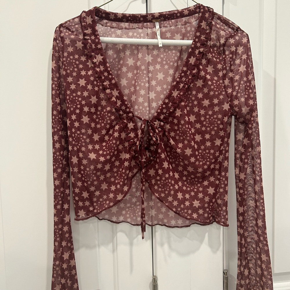 Free people mesh star blouse size XS